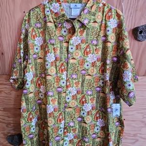 Disney Trader Sam's Shag Tiki Button Shirt Size Large